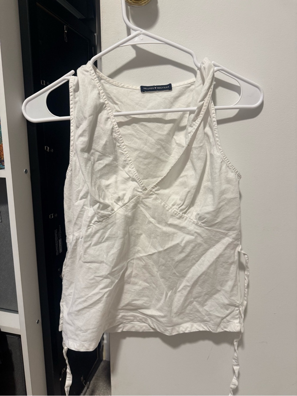Brandy Melville White Sleeveless V-Neck Wrap Tank Top